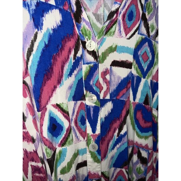 ZARA Printed Dress Summer Tribal Maxi Cover Up Kaftan colorful geo ikat M MEDIUM - Picture 5 of 14